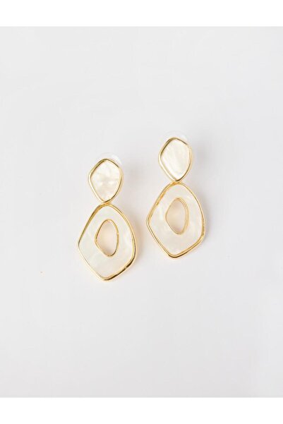 Jimmy Key أقراط متدلية حديثة ذات شكل غير متماثل باللون الأبيض