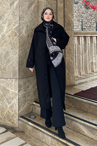 Ovn. Lonavé Uzun Kaşe Kaban - Siyah