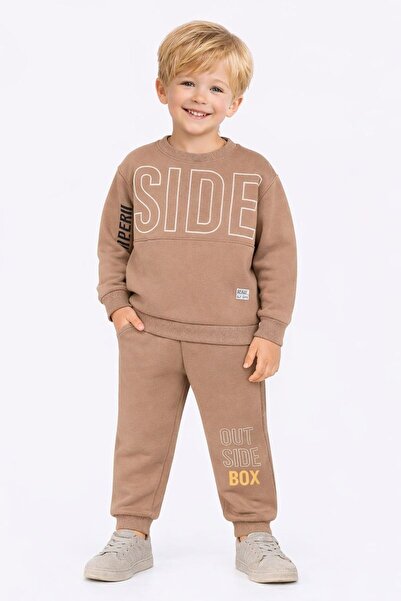 RAPAPA Boy's 3 Thread Ş Fleece-Lined Tracksuit Set – 10727 Mink