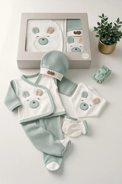 moukou طقم خروج من المستشفى مكون من 5 قطع لحديثي الولادة، طقم زيبين، هدية خرو...