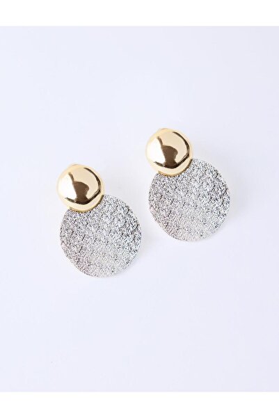 Jimmy Key أقراط فضية اللون ذات سطح بيضاوي لامع