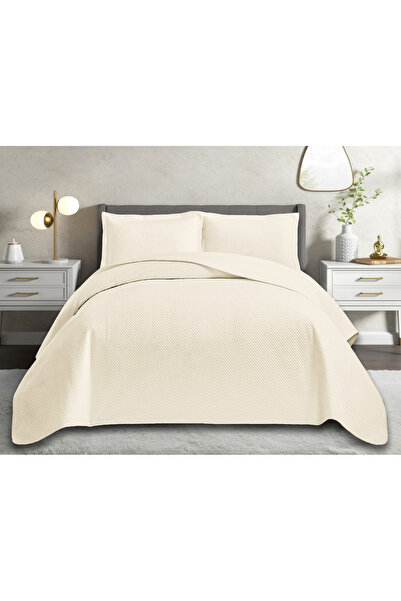 GOBLETTE HOME Sofi̇a Series Double Quilted Bedspread - Modern Patterned Gray ...