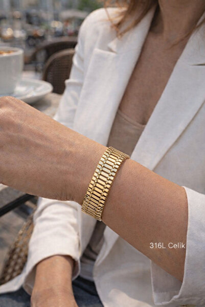 Vitastyle سوار من الفولاذ المقاوم للصدأ بلون ذهبي وسلك سميك