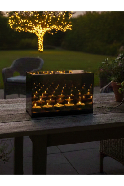 Glowdesigning Ahşap tabanlı cam mumluk 5 mumlu mumluk - ev dekorasyon sonsuzl...