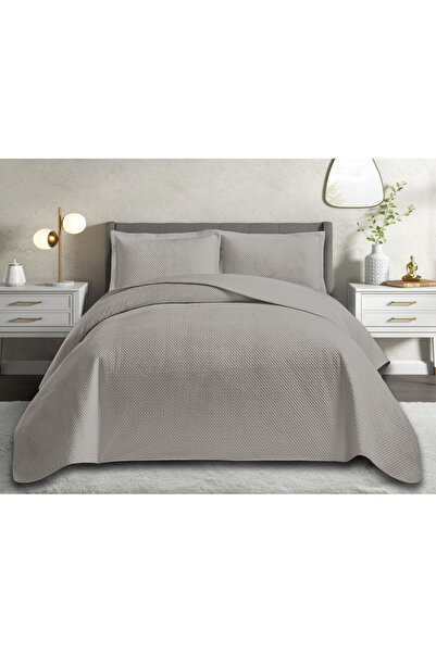 GOBLETTE HOME Sofi̇a Series Double Quilted Bedspread - Modern Patterned Gray ...