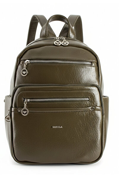 Çanta Trend Green Women's Soft Leather-Look Multi-Eye Casual Women's Backpack