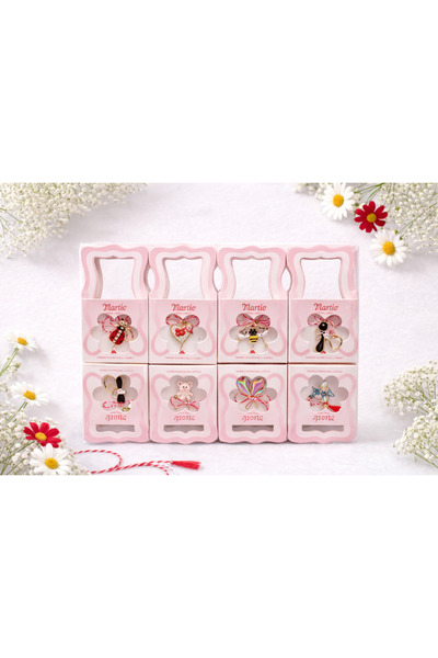 OEM Set de 16 broșe Mărțișor, 11x6 cm, modele mixte Animale / Obiecte / Flori...