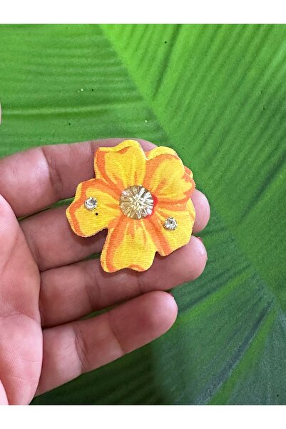 Gönülden Tasarım Çift Katlı Çiçek Arma Dikiş Aplike 4x4 Cm Sarı