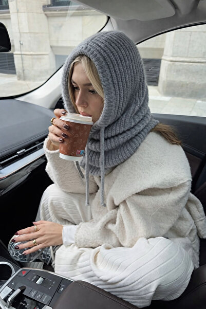 keisy Ručně pletená čepice s límcem na krk