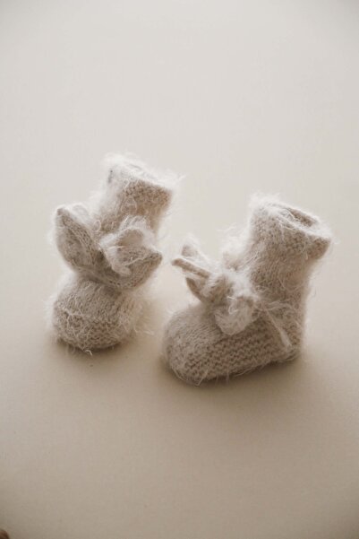 OhlalaKoala Bej Tavşan Kulaklı Örgü Patik Bebek 0-12 Ay