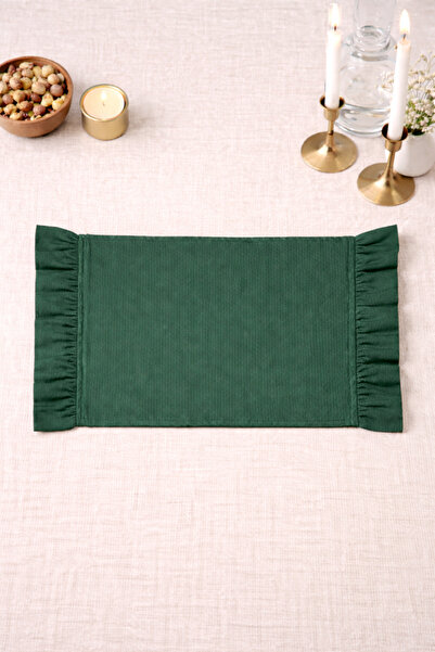 KaiHome Mossy Serisi Yeşil Yan Fırfır Detaylı Amerikan Servis/ Supla 2'Li