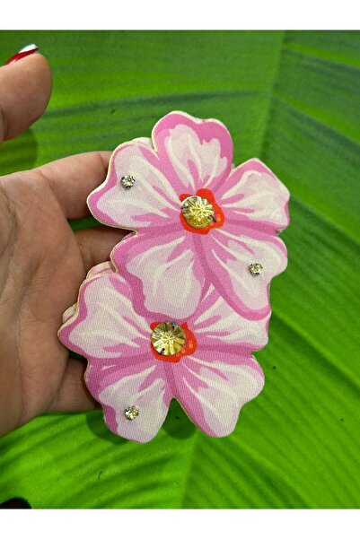 Gönülden Tasarım Aplicație de cusut cu broderie florală dublă 12x8 cm roz