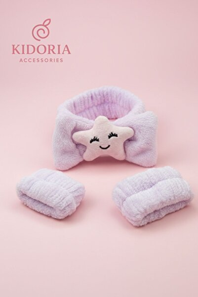 Kidoria Çocuklar İçin 3'lü Yumuşak Peluş Set - Yıldız Figürlü Yüz Yıkama Band...