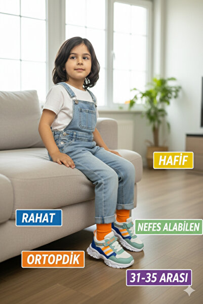 VANONE Pantofi sport unisex pentru copii, cu velcro și elastic, ortopedici, m...