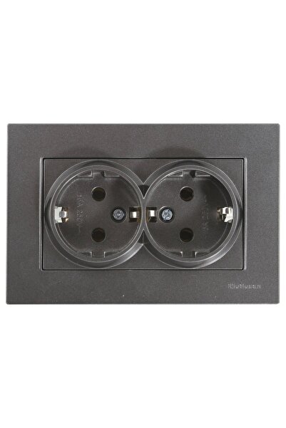 Mutlusan RİTA FÜME ÇERÇEVELİ İKİLİ TOPRAKLI PRİZ