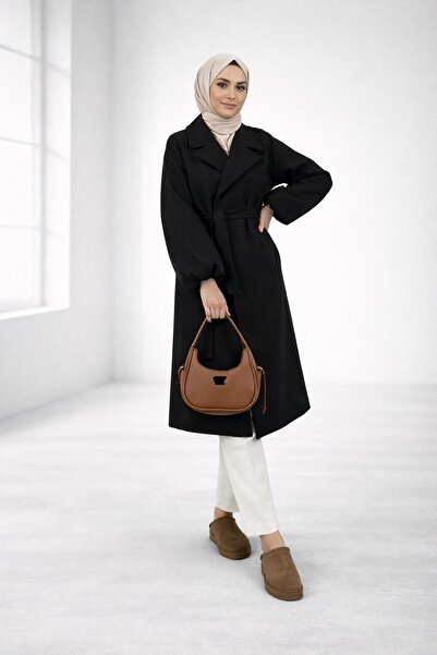 BestShopping Elasticized Sleeve Cuffs, Lined Belted Cashmere Coat