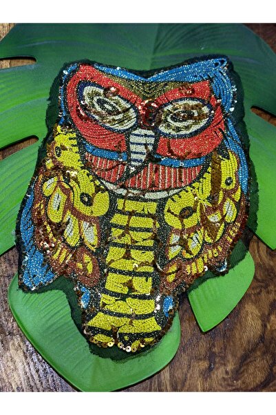 Gönülden Tasarım Aplicație brodată cu paiete în formă de bufniță 31x20 cm