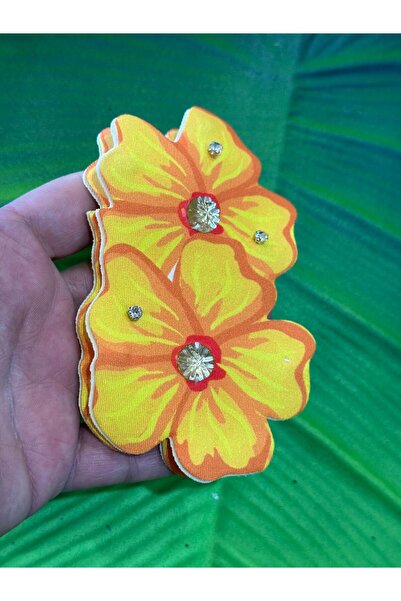 Gönülden Tasarım Aplicație de cusut cu broderie florală dublă 12x8 cm Galben