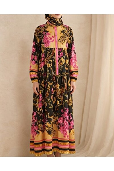 Modamorfo Γυναικείο Μακρύ Φόρεμα Hijab με σχέδιο 2585 - Β.Κίτρινο