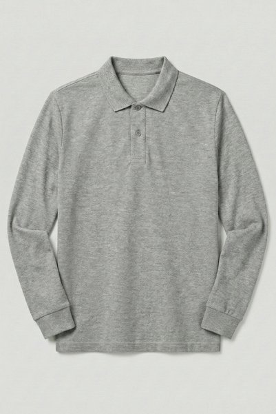 Çapıt Cotton Lu Polo Collar Long Sleeve Gray Melange School/Casual Sweatshirt