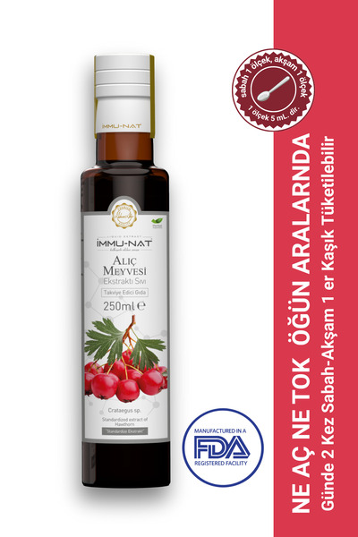 İmmu-Nat Alıç Meyvesi Bitkisel Sıvı Ekstraktı 250ml - Takviye Edici Gıda 2 Adet
