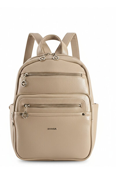 Çanta Trend Light Mink Women's Soft Leather-Look Multi-Eye Casual Women's Bac...