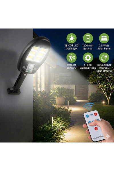 nelerbulurum GÜNEŞ ENERJİLİ SENSÖRLÜ 3 MODLU 48 COB LEDLİ 5.5V 2.5W BAĞ BAHÇE...