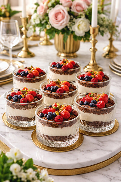 DİBA AVM 6 Pieces Glass Snack Bowl - 235 Cc, Magnolia Pudding Bowl