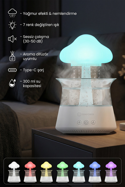 DEMPOWER Mantar Şekilli Yağmurlu Hava Nemlendirici