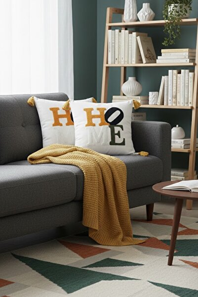 SİMEREV HALI HOME CONSEPT غطاء وسادة منسوج بنمط عصري مكون من قطعتين مصنوع من ...