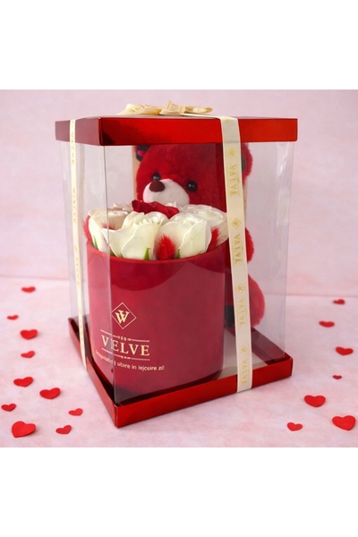 velve Pachet pentru indragostiti,A Drop of Love, ursulet plus 21 cm, 9 tranda...