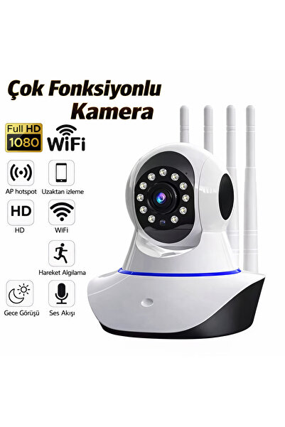 BLUE İNTER Kablosuz Wifi Ip Kamera 1080p Full Hd 3 Mp Hareketli Kamera Gece G...
