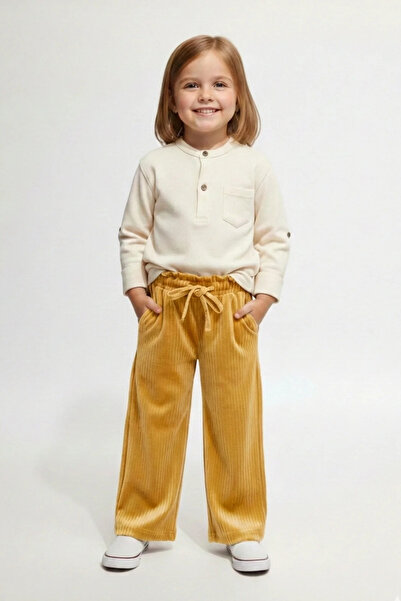 BOBBY JR KİDSWEAR PANTALONI PENTRU FATA CU BUCĂȚI LĂȚIȚI DIN CATIFEA