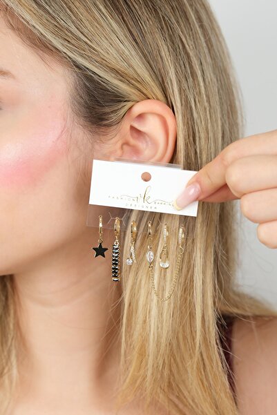 Jack Ferrero GÜMÜŞ KADIN ÇELİK 6'LI KÜPE SETİ