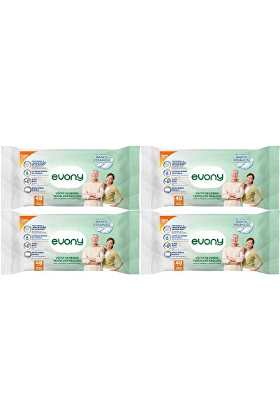 Evony Hasta Vücut Perine Temizleme Islak Mendil Havlu 48 Yaprak XL Banyo Fera...