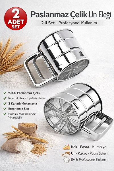 Berdina Home Un Eleği Basmalı Mutfak Şeker Un Eleği Pudra Kakao Eleme Değirme...