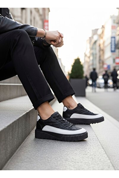 BOA BOA BA0801 - Magas talpú fekete-fehér ejtőernyős szövet férfi cipő