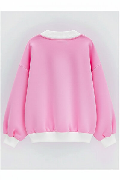 Agolady Oversize V Yaka Comfort Baskılı Sweatshirt