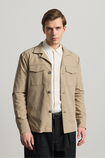 Danger Jachetă cămașă cu buzunare pentru bărbați, bej