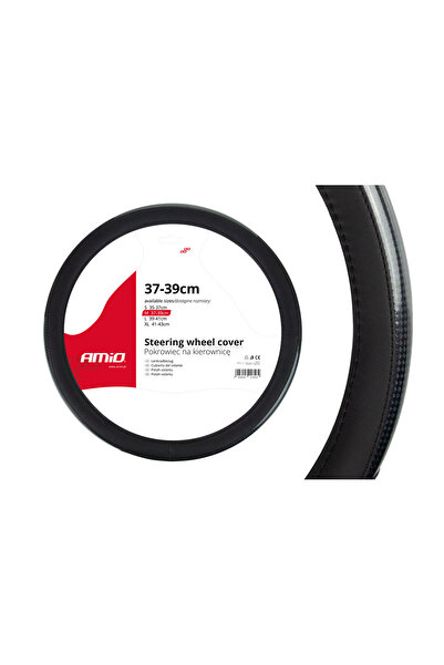 AMIO Husă volan neagră + carbon lăcuit SWC-18-M (37-39cm)