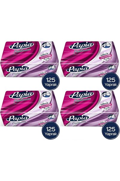 Papia Platinum Pratik Mendil 125 Yaprak (4 Katlı) 500 Yaprak (4PK*125)