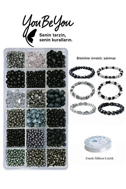 By MO Accessories مجموعة هواية صناعة المجوهرات للبالغين مع خرز أسود ولون الأن...