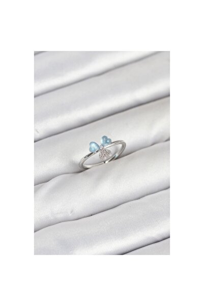 adshome خاتم نسائي من النحاس الفضي اللون على شكل ورقة البرسيم