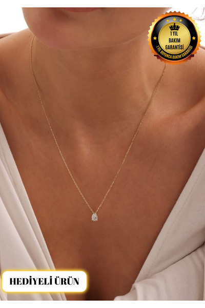 Lunea Co 925 Ayar Gümüş Minimal Zirkon Taşlı Kolye | İnce Zincir Zarif Tektaş...