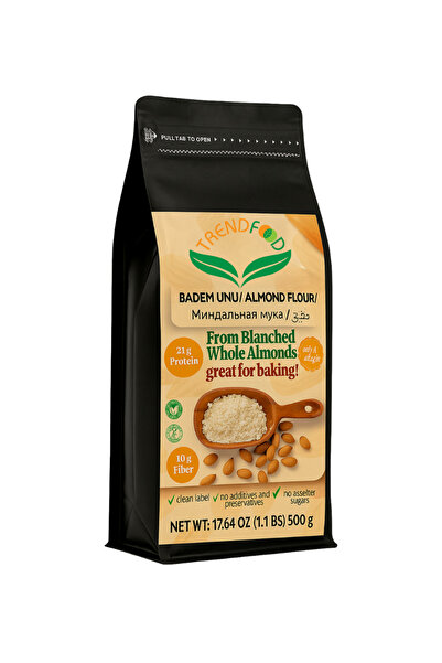 TREND FOOD Doğal Çiğ Badem Unu Kabuksuz 500 G | Glutensiz, Katkısız, Yüksek P...