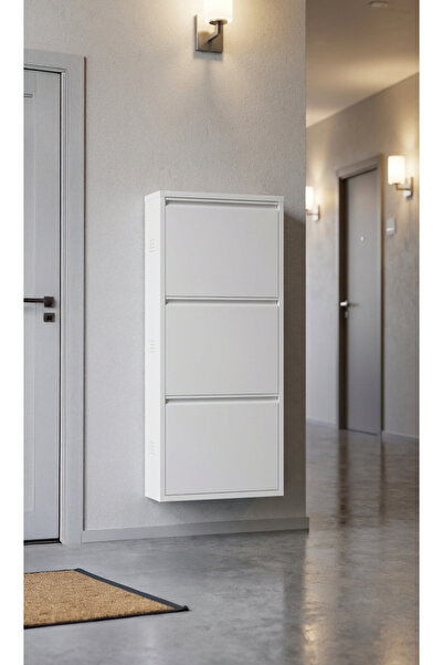 OVROL Üçlü Metal Ayakkabılık Premium Beyaz