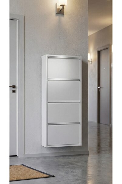 OVROL Dörtlü Metal Ayakkabılık Premium Beyaz