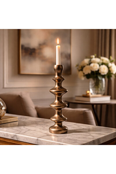 Lorena Home Dekor Bronz Şamdan