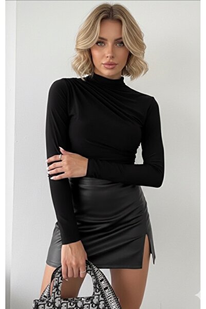 Be Best Γυναικεία μπλούζα με μαύρο ζιβάγκο με κορδόνια BE176