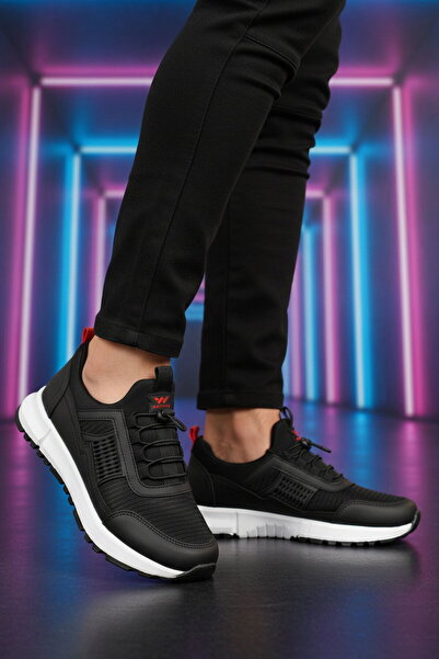 WALKWAY Μαύρο κόκκινο ελαφρύ εύκαμπτο κορδόνι ανδρικά αθλητικά παπούτσια Nans...